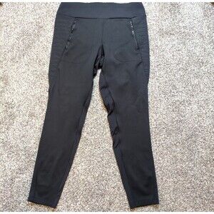 Athleta Women Large Peak Hybrid Fleece Tight Pants Pull On Black 511126 Legging